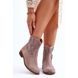 Lewski Shoes Mocka genombrutna stövlar för kvinnor Leski Skor 3301 Cappuccino brun 1