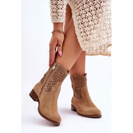 Lewski Shoes Dammocka genombrutna stövlar Leski Skor 3301 Beige 2