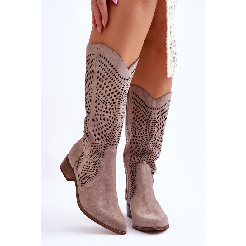 Lewski Shoes Mocka Cowboy Boots Before The Knee Left Shoes 3305 Cappuccino brun 1