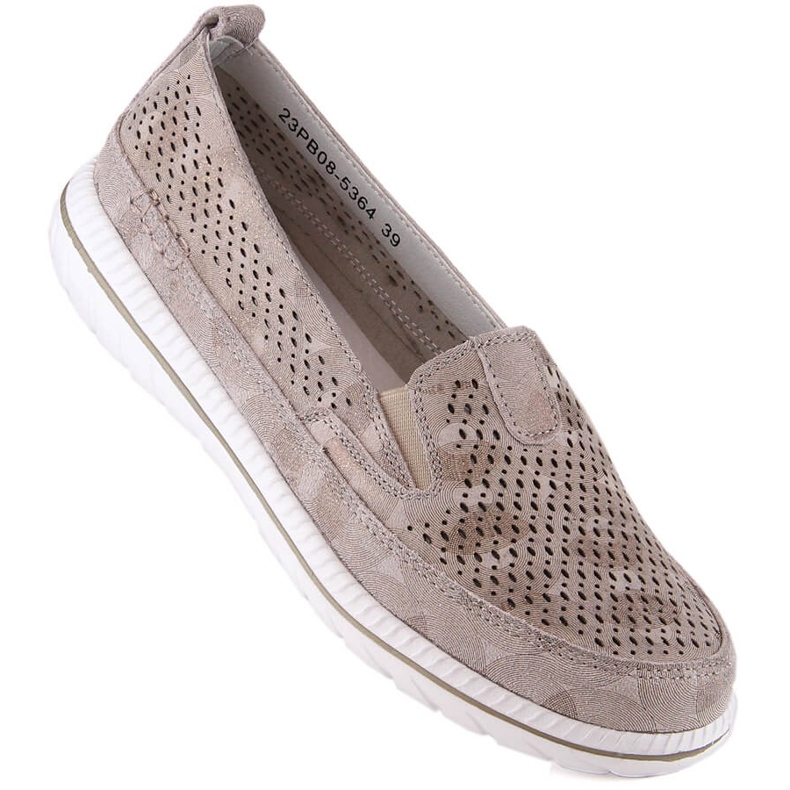 Skinnbekväma beige slip-on skor för kvinnor eVento 5364 1