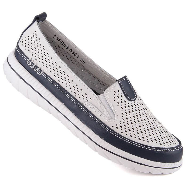 Läder bekväma slip-on skor för kvinnor vita eVento 5364 1