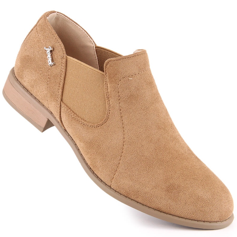 Slip-on skor i beige mocka för kvinnor Jezzi ASA142-26A 1
