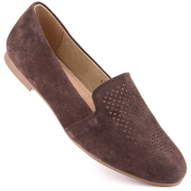 Skinnmocka bekväma slip-on skor brun S.Barski LR29515 1