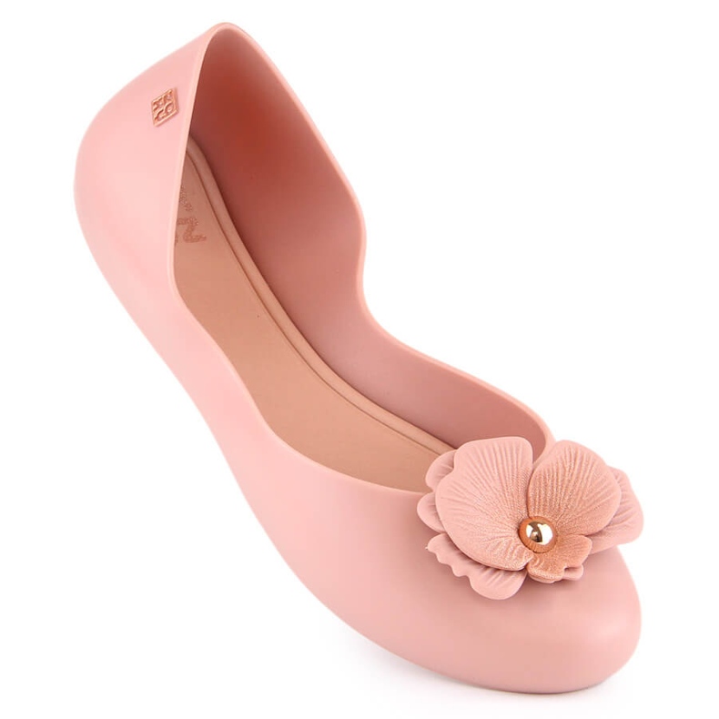 Bekväma damballerinor doftande elastisk nude Zaxy LL285002 rosa 1