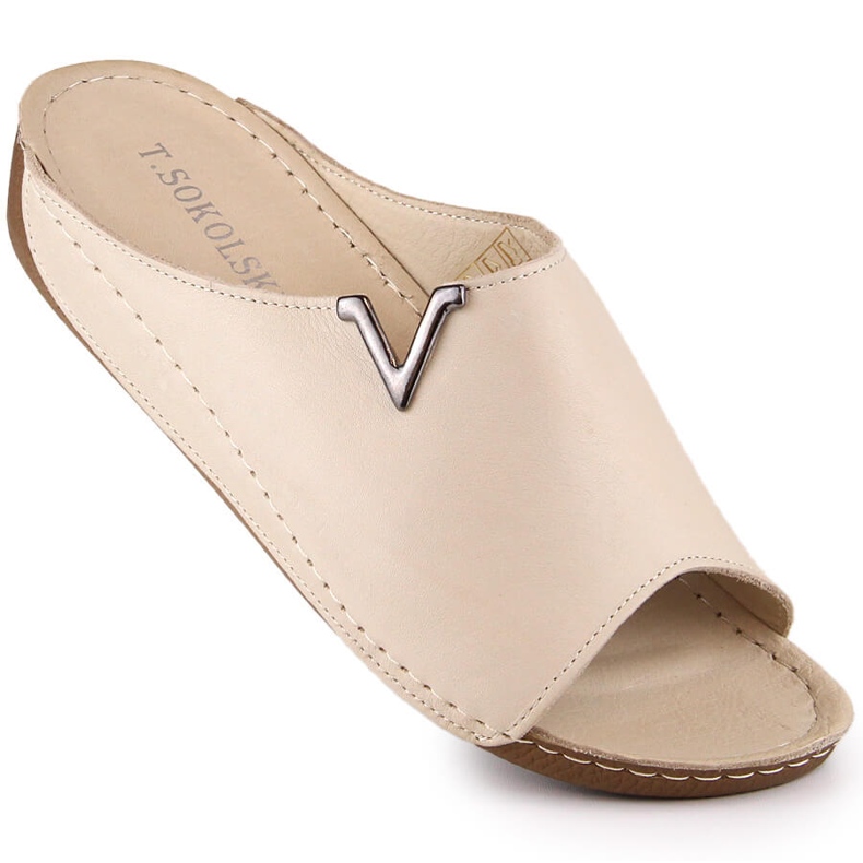 Damtofflor i beige läder T.Sokolski L22-301 1