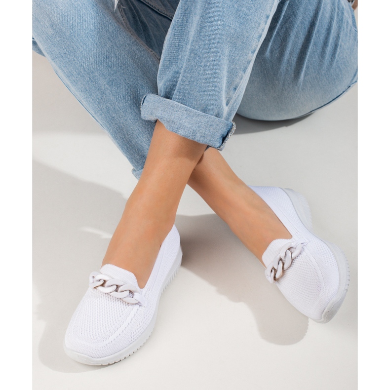 Bekvämt material för kvinnor glider på med en kedja vit Shelovet 2