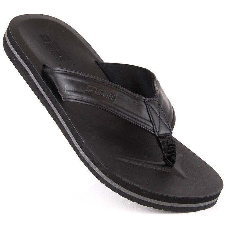 Herrflipflops gjorda av ekologiskt läder svart Big Star LL174605 2