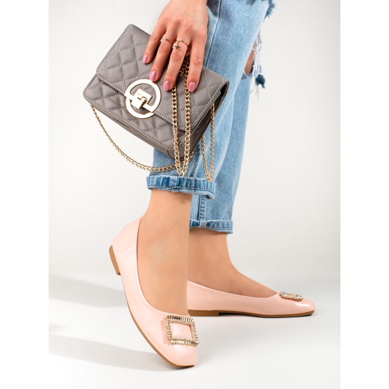 Dampatenta ballerinor med fyrkantig tå Shelovet rosa 1