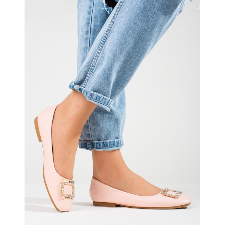 Dampatenta ballerinor med fyrkantig tå Shelovet rosa 2