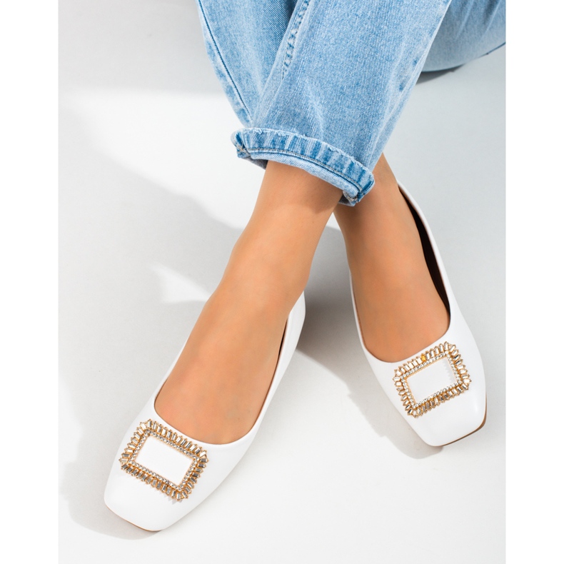 Vita ballerinor med fyrkantig tå för kvinnor från Shelovet 1