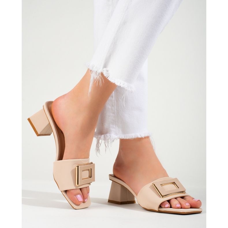 Damtofflor med låg klack Shelovet beige 1