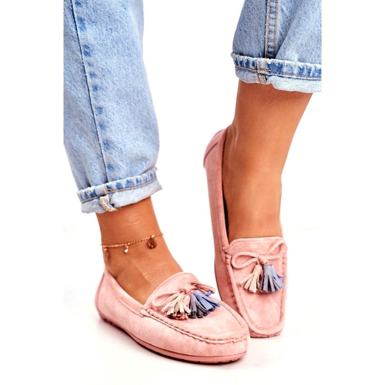 Mockasin för kvinnor med fransar 20PB35-2003 Rosa 1