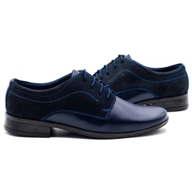 Olivier Barnformella nattvardsskor J1 marinblå med nubuck 3