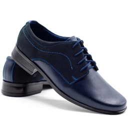Olivier Barnformella nattvardsskor J1 marinblå med nubuck 2