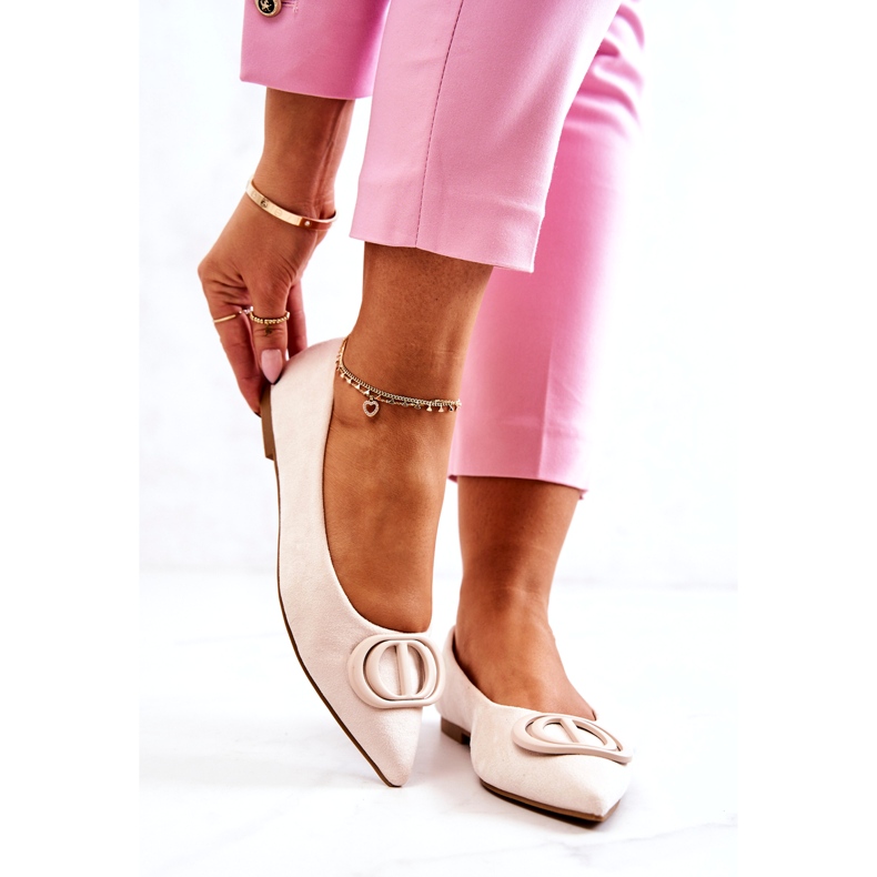 Kvinnors mocka ballerinas med lätt tiggare beige 2