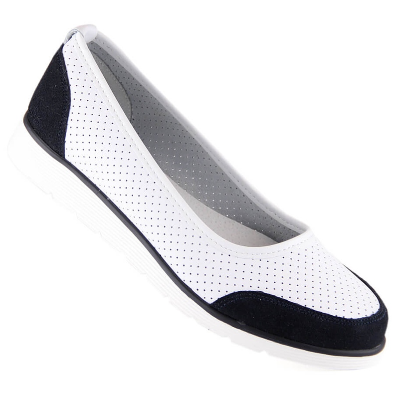 Genombrutna ballerinor i vitt läder för kvinnor Filippo DP4524 1