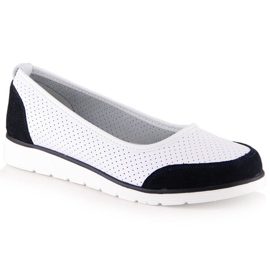 Genombrutna ballerinor i vitt läder för kvinnor Filippo DP4524 2