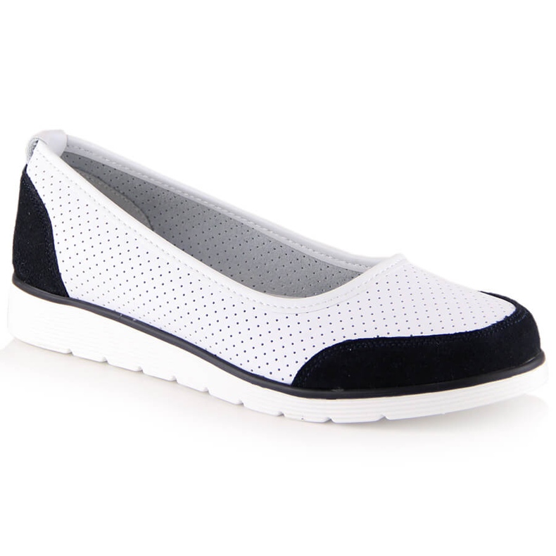 Genombrutna ballerinor i vitt läder för kvinnor Filippo DP4524 2