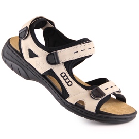 Bekväma damsportsandaler med kardborrebeige Rieker 64582-60 5