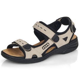 Bekväma damsportsandaler med kardborrebeige Rieker 64582-60 6