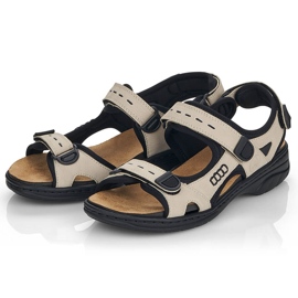 Bekväma damsportsandaler med kardborrebeige Rieker 64582-60 10