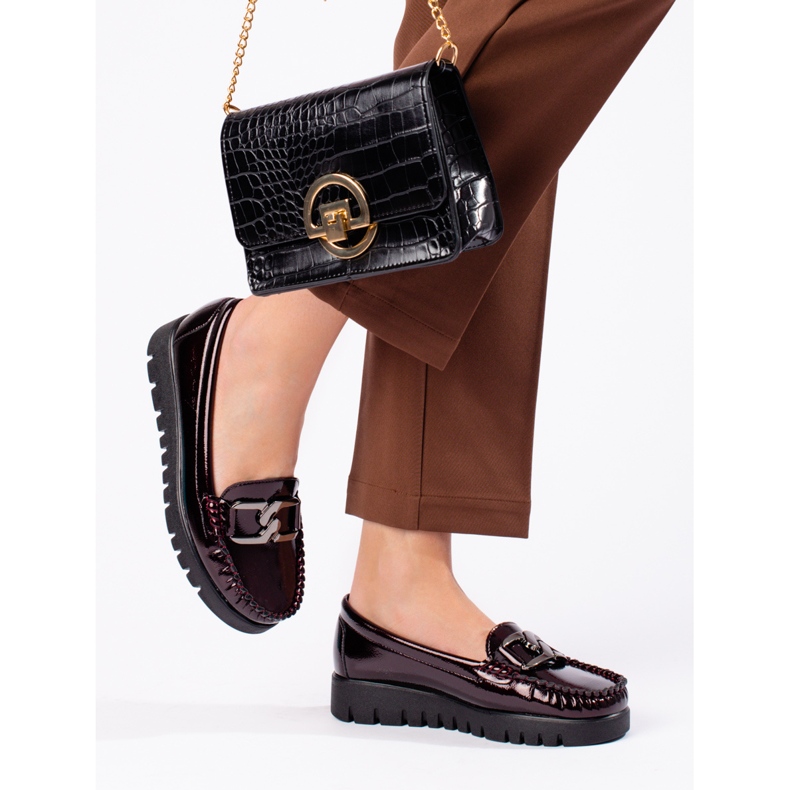 W. Potocki Lackade dam loafers Potocki vinröd 1