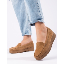 W. Potocki Slip-on mockasin i beige mocka med tjock sula från Potocki 1