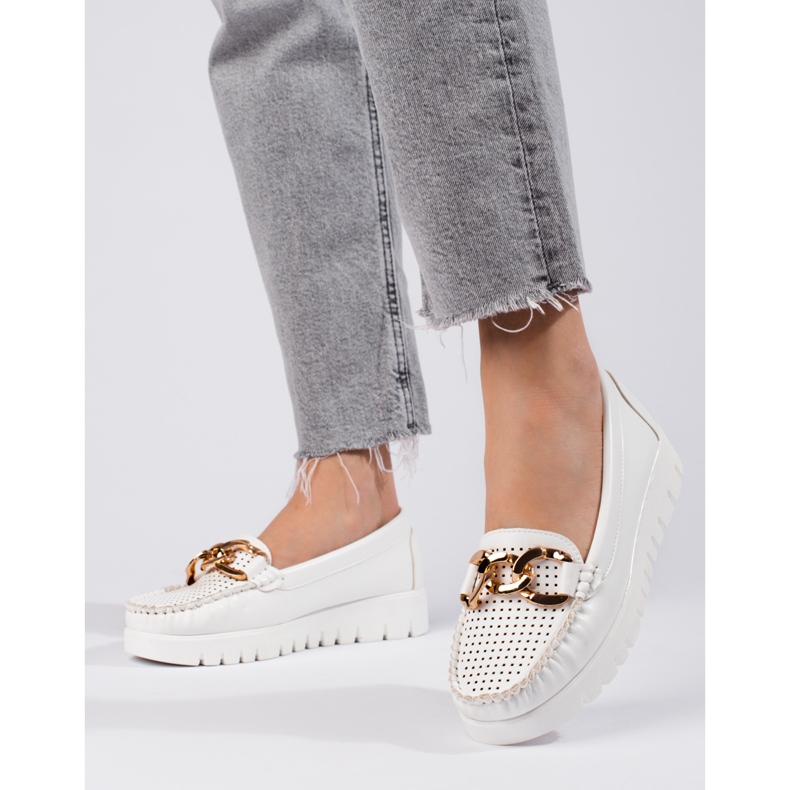 W. Potocki Mockasiner på en tjock sula med en kedja Potocki vit 1