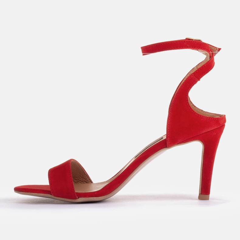 Marco Shoes Eleganta sandaler gjorda av naturlig mocka röd 1