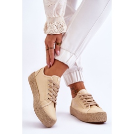 Fashionabla flätade sneakers Lee Cooper LCW-23-31-1795L Beige 2