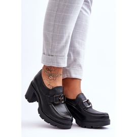 Lemar Eleganta Brogues På En Klack Med Svart Harmell Dekoration 1