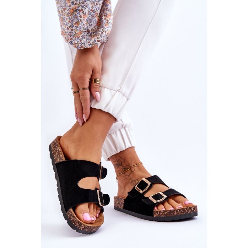 Slip-on sandaler för kvinnor på korksula Svart Cortina 2