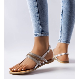 BM Silversandaler dekorerade med Lampron-rhinestones silver- 1