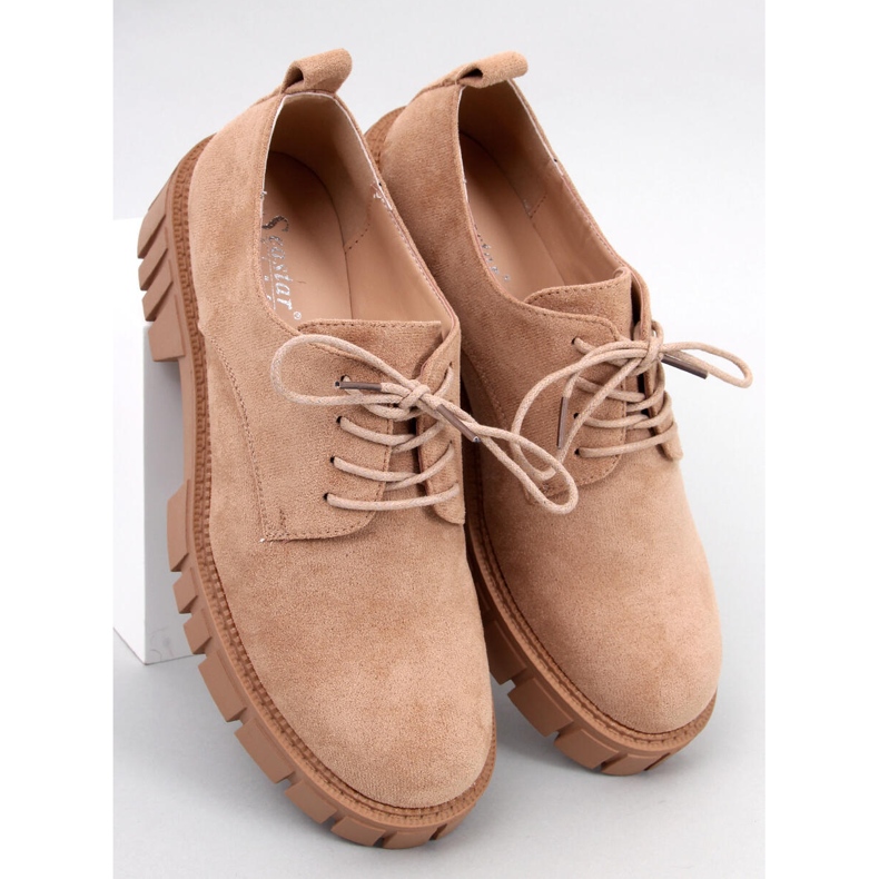 BM Amparo Khaki plattformsloafers i mocka beige 2