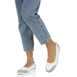 Genombrutna läderbalettlägenheter för kvinnor Filippo Dp4524/23 vit 8