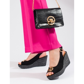 Shelovet damsandaler i svart mocka 2