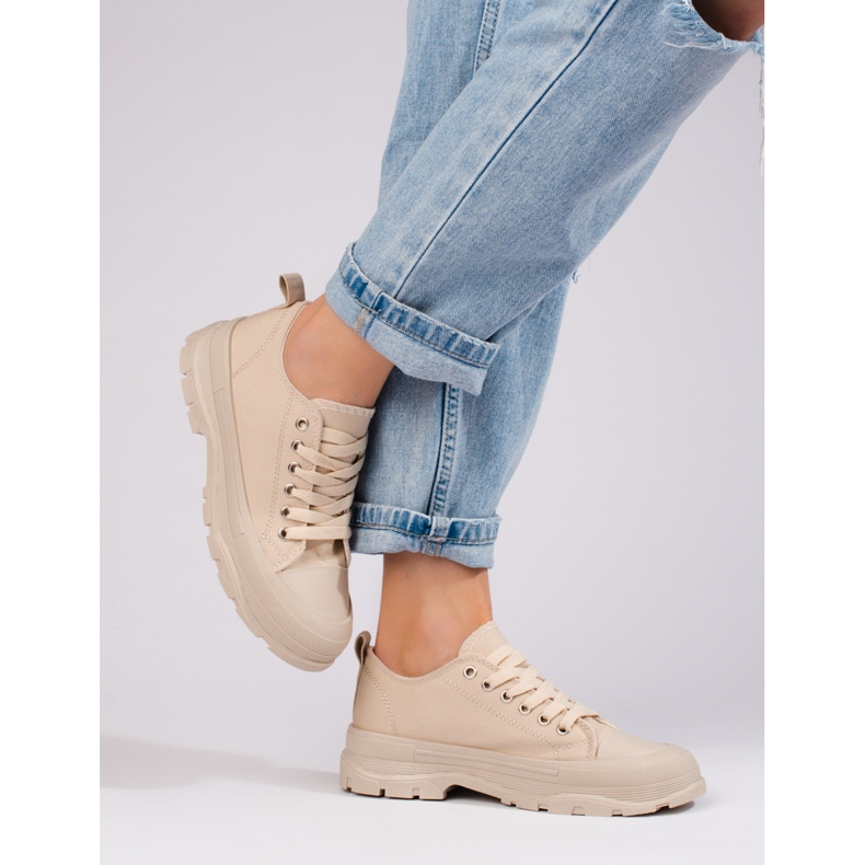 Klassiska damsneakers på Shelovet-plattformen beige 1