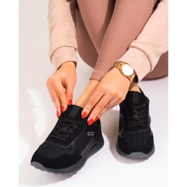 Shelovet sneakers i svart mocka för kvinnor 2