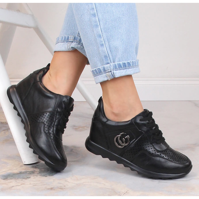 Damsportskor med dold kil svart Jezzi ASA170-11 1