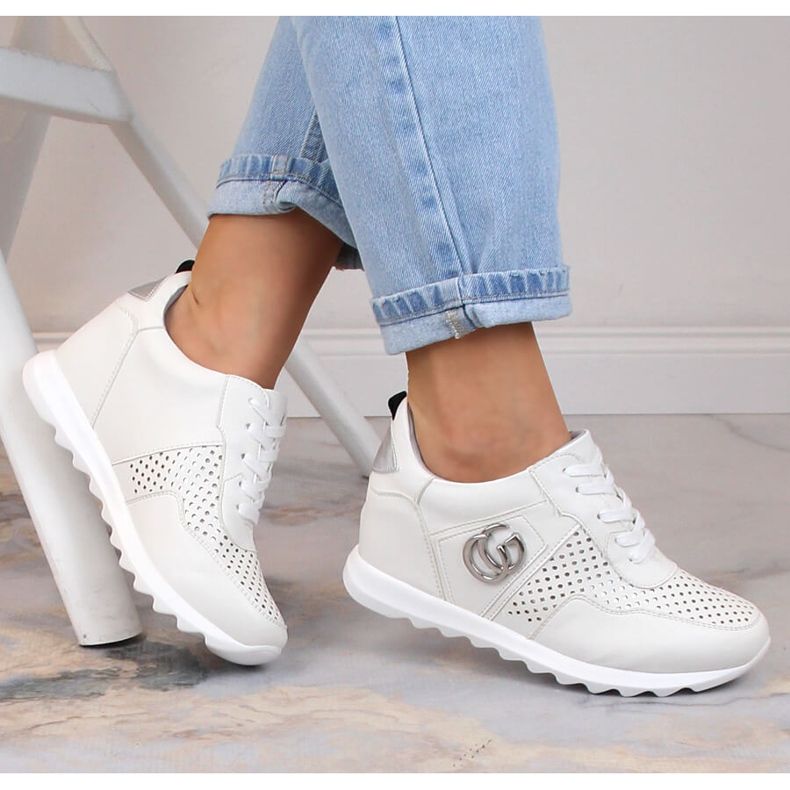 Damsportskor med en dold kil vit Jezzi ASA170-11 1