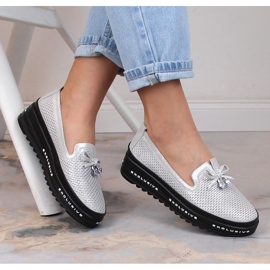 Skinnbekväma dam slip-on skor silver S.Barski AL22400 silver- 1