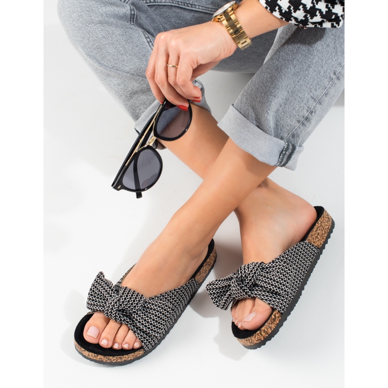 Vinceza rosett flip-flops svart 1