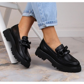 Black Big Star LL274580 högklackade loafers med kedja svart 1