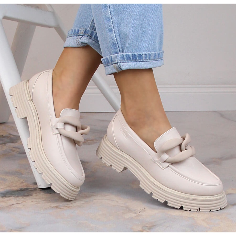 Big Star höga klackar och plattformsloafers med beige kedja LL274581 1