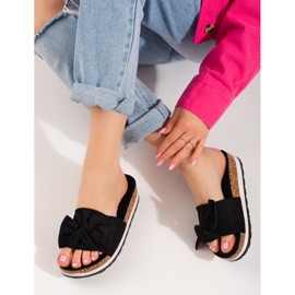 Plattofflor i mocka för kvinnor Vinceza svarta 2