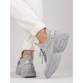 Shelovet grå genombrutna sneakers för kvinnor 2