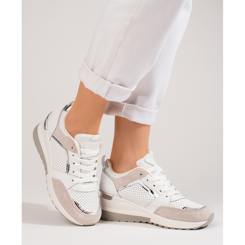 Shelovet vita wedge sneakers för kvinnor 2