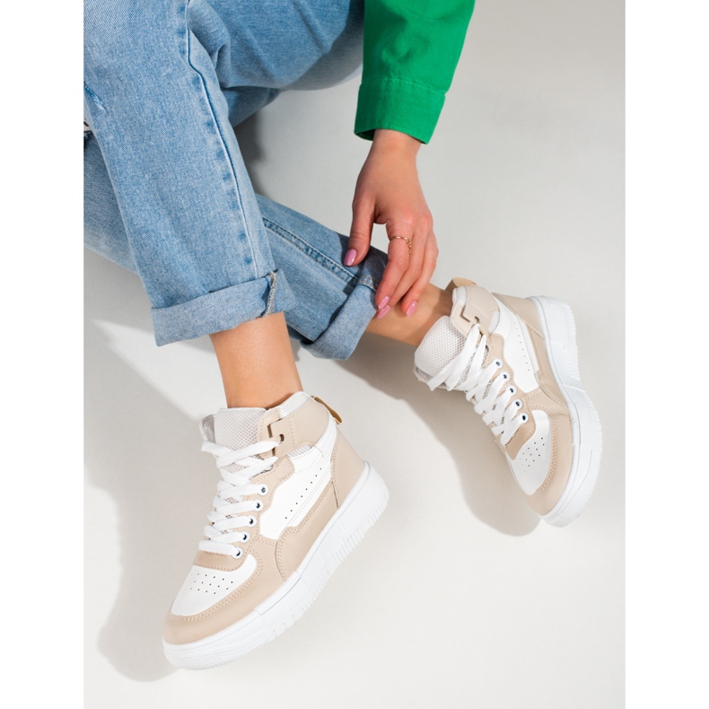 Höga sneakers för kvinnor Shelovet beige och vit 1