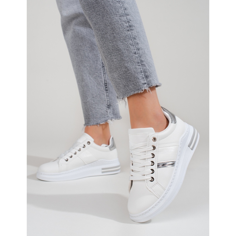 Vita damstövlar med Shelovet tjocka sulor 1