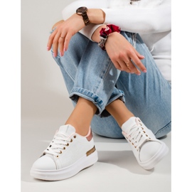 Shelovet vita sneakers för kvinnor med guldinlägg 2